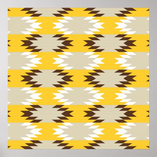 Aztec Tribal Yellow Brown Native American Design Poster (Voorkant)