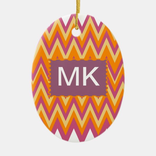 Aztec Tribal ZigZag Keramisch Ornament (Voorkant)