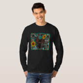 Aztec Turquoise Sunflower bison Western Rodeo Boho T-shirt (Voorkant volledig)