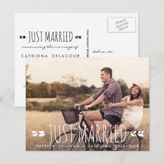 Aztec Typografie Net gehuwd Briefkaart (Voorkant / Achterkant)