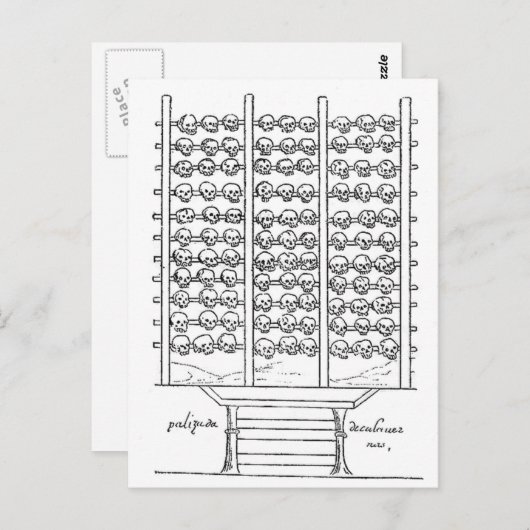 Aztec Tzompantli schedelrek Codex Duran Briefkaart (Voorkant / Achterkant)
