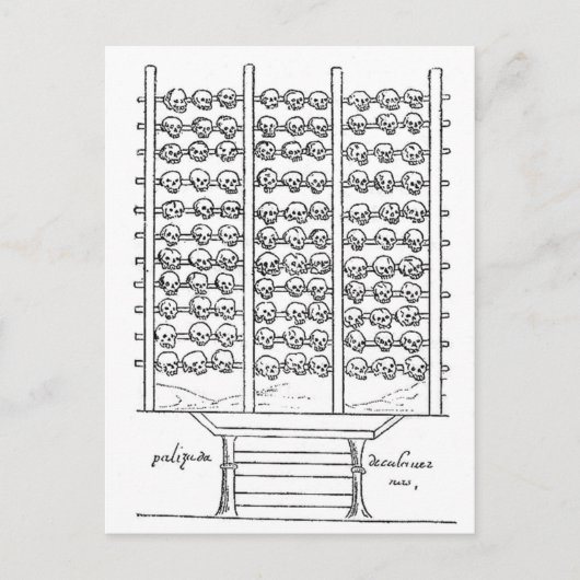 Aztec Tzompantli schedelrek Codex Duran Briefkaart (Voorkant)
