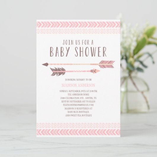 Aztec | Uitnodiging tot Baby shower (Staand voorkant)
