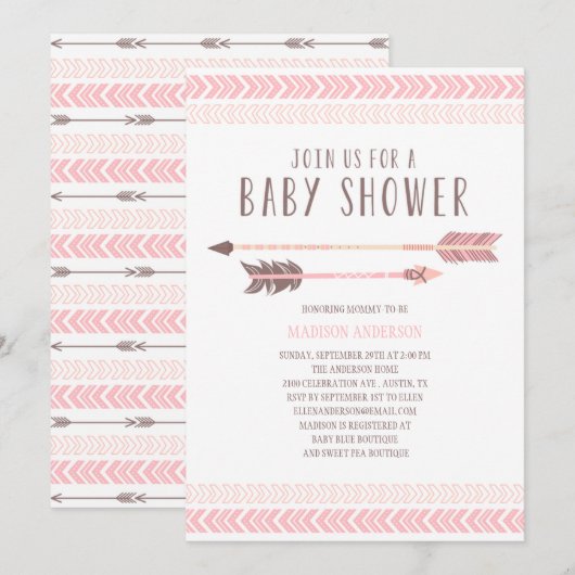 Aztec | Uitnodiging tot Baby shower (Voorkant / Achterkant)