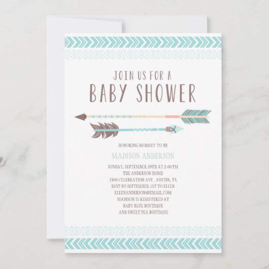 Aztec | Uitnodiging tot Baby shower (Voorkant)