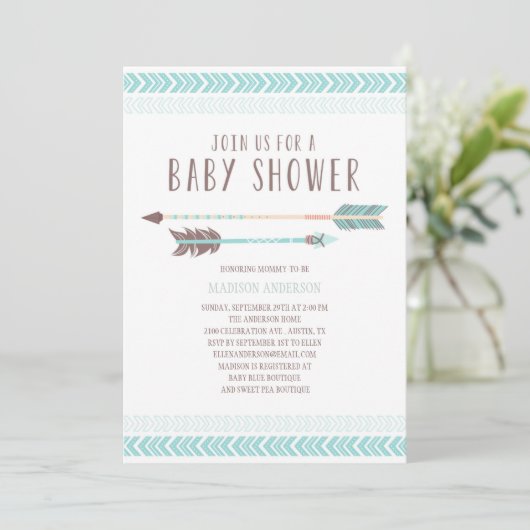 Aztec | Uitnodiging tot Baby shower (Staand voorkant)
