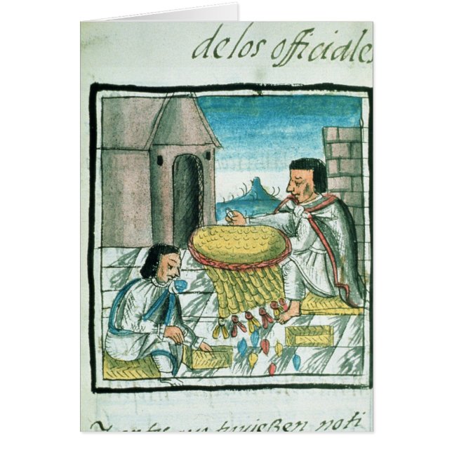 Aztec vether-ambachtslieden op het werk (Voorkant)