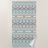 Aztec Vormen Groot Patroon Roest Kleur Creme Teal- Strandlaken (Voorkant)