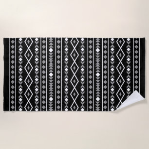 Aztec Vormen Patroon Grijs Wit Zwart Strandlaken