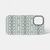 Aztec Vormen Patroon Roest Kleur Creme Teal-Blauw iPhone Hoesje (Achterkant horizontaal)