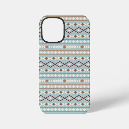 Aztec Vormen Patroon Roest Kleur Creme Teal-Blauw iPhone Hoesje (Achterkant)