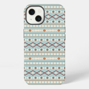 Aztec Vormen Patroon Roest Kleur Creme Teal-Blauw iPhone 13 Hoesje