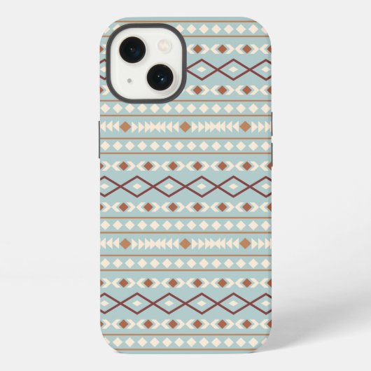 Aztec Vormen Patroon Roest Kleur Creme Teal-Blauw iPhone Hoesje (Achterkant)
