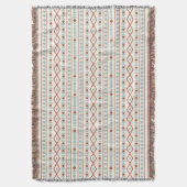 Aztec Vormen Patroon Roest Teal Crème Deken (Voorkant Verticaal)