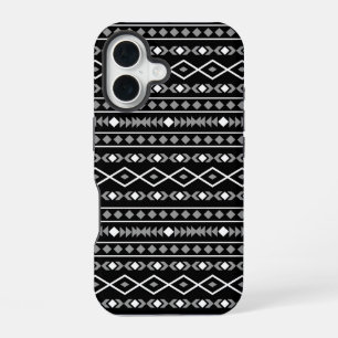 Aztec Vormen Patroon Wit Grijs Zwart iPhone 16 Hoesje