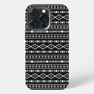 Aztec-vormenpatroon grijs wit zwart iPhone 13 pro hoesje