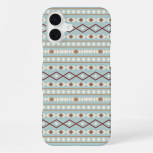 Aztec-vormenpatroon roest crème turkoois iPhone 16 plus hoesje