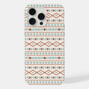Aztec-vormenpatroon roest crèmekleurig turkooisbla iPhone 15 pro max case
