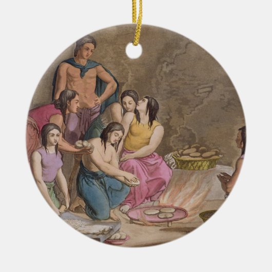 Aztec-vrouwen maken maïsbrood uit 'Le C', Mexico Keramisch Ornament (Voorkant)