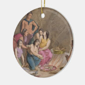 Aztec-vrouwen maken maïsbrood uit 'Le C', Mexico Keramisch Ornament (Links)