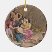 Aztec-vrouwen maken maïsbrood uit 'Le C', Mexico Keramisch Ornament (Achterkant)