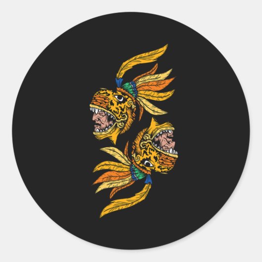 Aztec Warior Jaguar Maya Inca Culture Civilization Ronde Sticker (Voorkant)