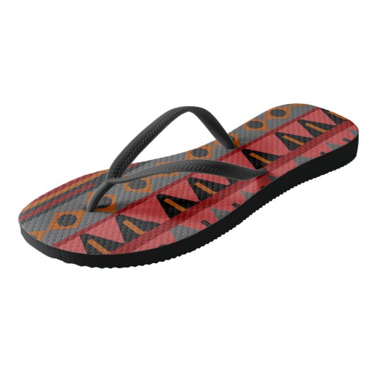 Aztec Warm Red Oranje Brown Art Teenslippers (Schuin)