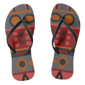 Aztec Warm Red Oranje Brown Art Teenslippers (Voetbed)
