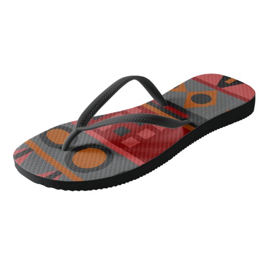 Aztec Warm Red Oranje Brown Art Teenslippers (Schuin)