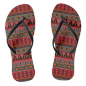 Aztec Warm Red Oranje Brown Art Teenslippers (Voetbed)