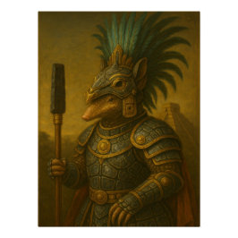 Aztec Warrior Armadillo | Mesoamerican Jaguar Perfect Poster