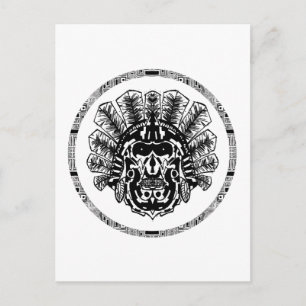 Aztec Warrior Head Cirkel Briefkaart