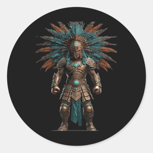 Aztec Warrior Mexican Boxing Pride Ronde Sticker (Voorkant)
