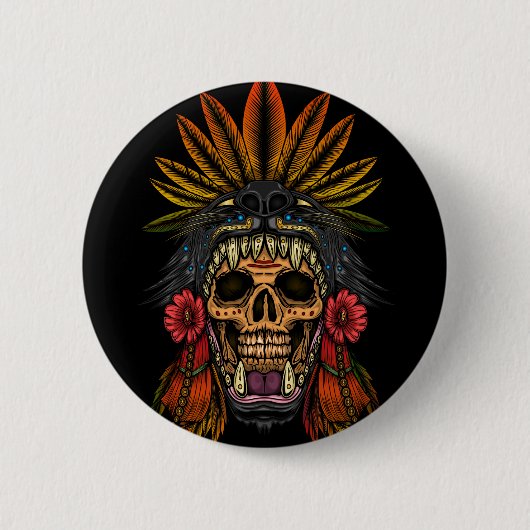 Aztec Warrior Ronde Button 5,7 Cm (Voorkant)