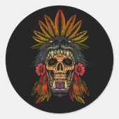 Aztec Warrior Ronde Sticker (Voorkant)