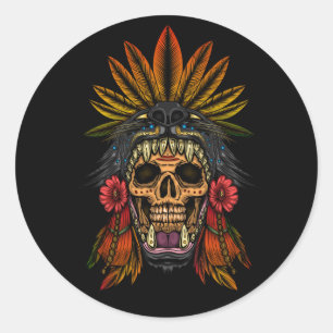 Aztec Warrior Ronde Sticker