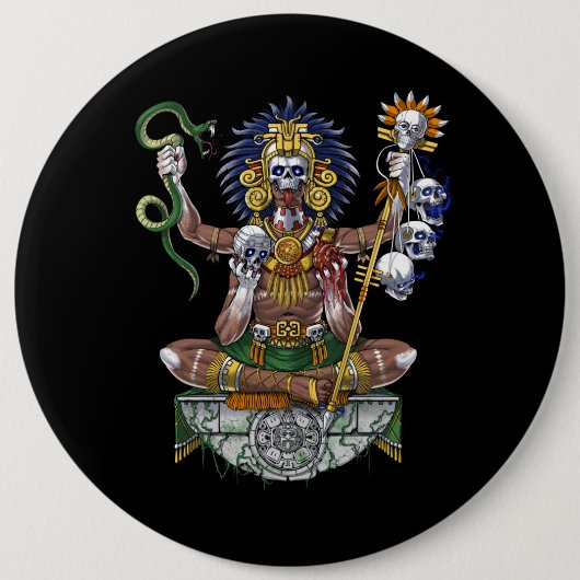 Aztec Warrior Shaman Ronde Button 6,0 Cm (Voorkant)