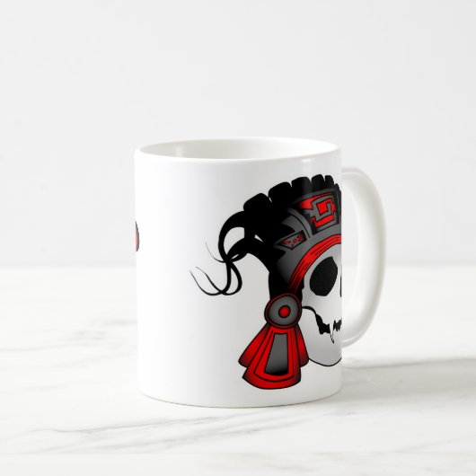 Aztec Warrior Skull Coffee Cup Koffiemok (Voorkant rechts)