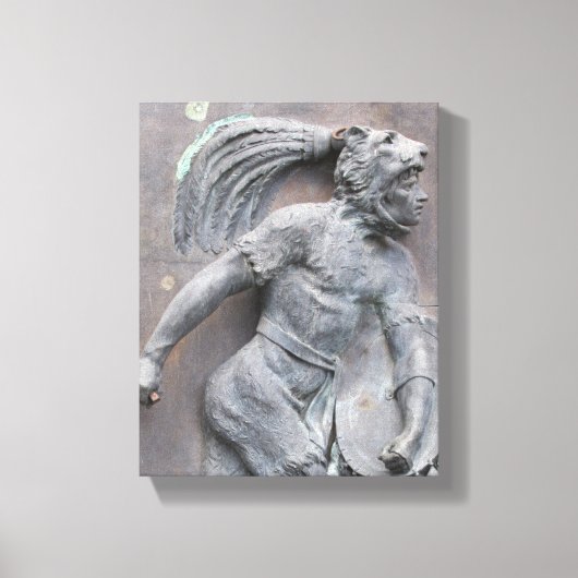 Aztec Warrior Stone carving Canvas Afdruk (Voorkant)
