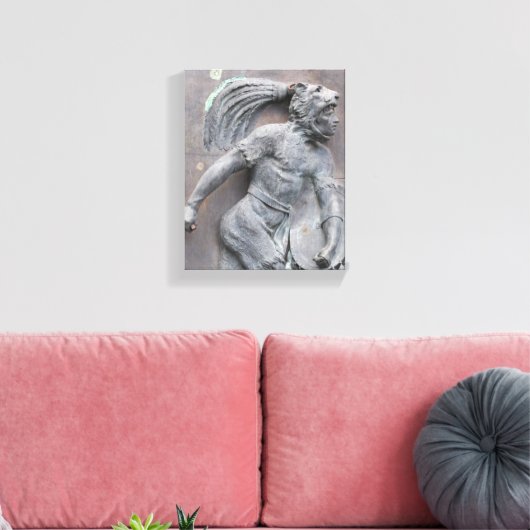 Aztec Warrior Stone carving Canvas Afdruk (Insitu (Woonkamer))