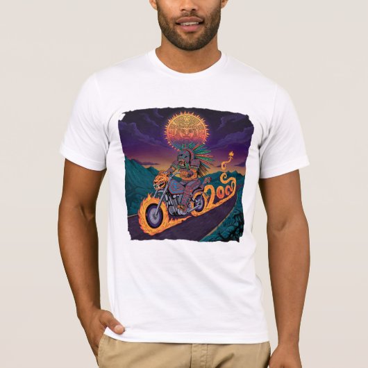 Aztec Warrior T-shirt | Fire Serpent & Jaguar Art (Voorkant)
