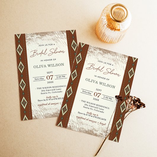 Aztec Westerse Bruidsuitnodiging, Rustic Boho Kaart