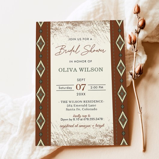 Aztec Westerse Bruidsuitnodiging, Rustic Boho Kaart