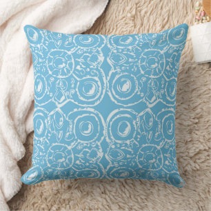 Aztec White Blue Pattern Kussen