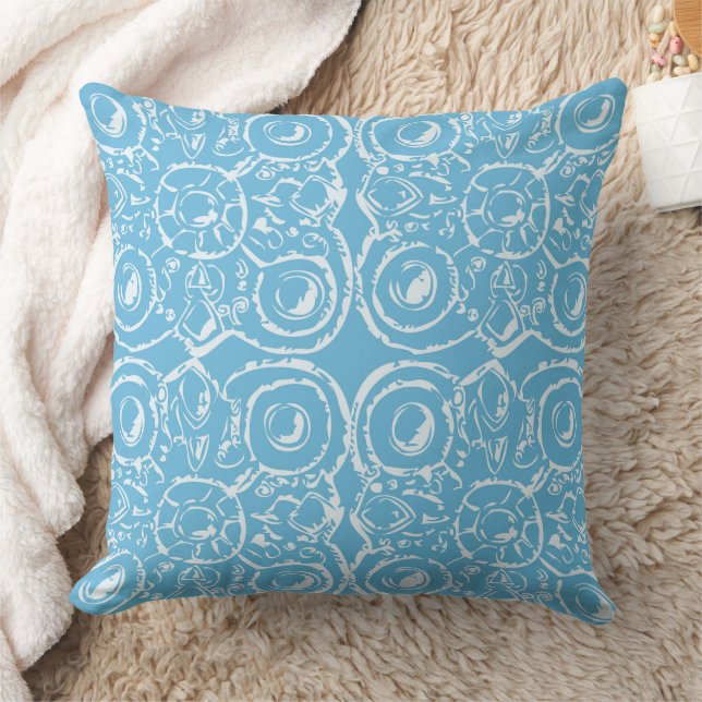 Aztec White Blue Pattern Kussen (Deken)