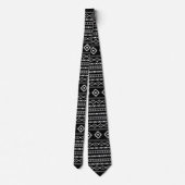 Aztec White Grey Blk Mixed Motifs Pattern Stropdas (Achterkant)