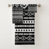 Aztec White op Black Mixed Motifs Pattern Bad Handdoek (Insitu)