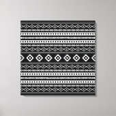 Aztec White op Black Mixed Motifs Pattern Canvas Afdruk (Voorkant)