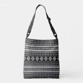 Aztec White op Black Mixed Motifs Pattern Crossbody Tas (Achterkant)