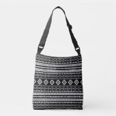 Aztec White op Black Mixed Motifs Pattern Crossbody Tas (Voorkant)